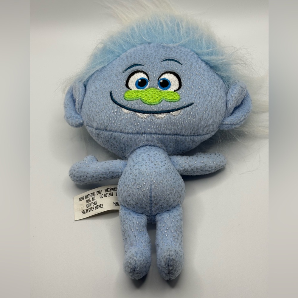 Trolls  Light Blue Guy Diamond Soft Toy Plush  Fluffy Hair Sparkles 12” Great